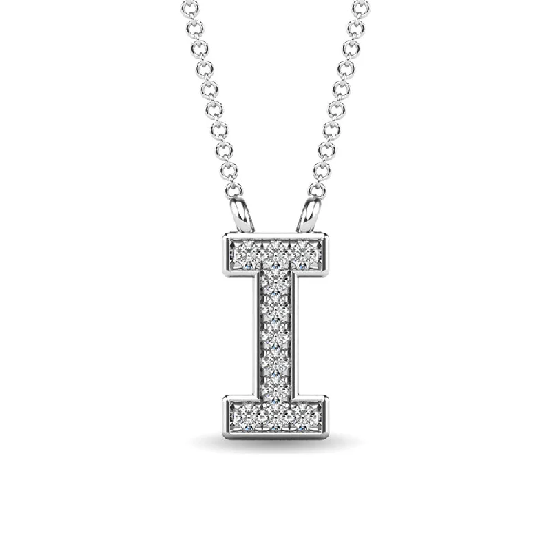 Women’s thick chain necklace-Diamond 1/20 Ct.Tw. Letter I Pendant in 10K White Gold""