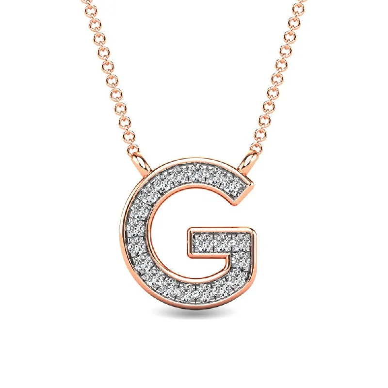 Women’s pearl pendant necklace-Diamond 1/20 Ct.Tw. Letter G Pendant in 10K Rose Gold