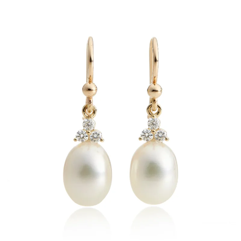 Women’s chic earrings-Madison Drop Earrings in Pearls & Diamonds