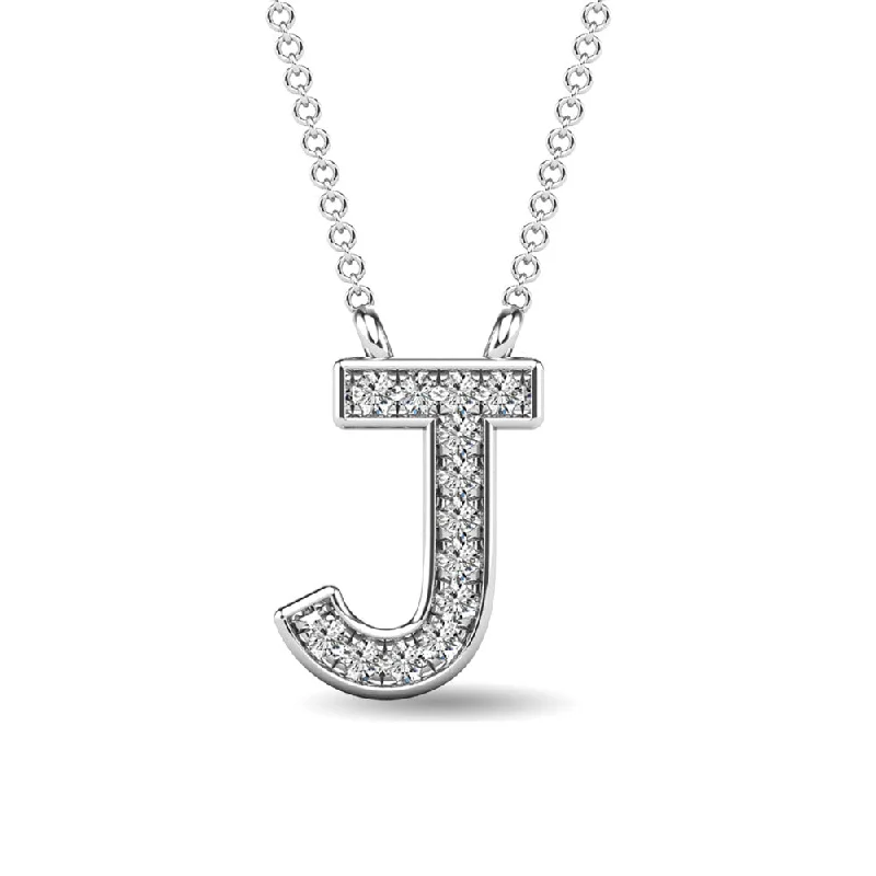 Women’s celestial necklace-Diamond 1/20 Ct.Tw. Letter J Pendant in 10K White Gold""