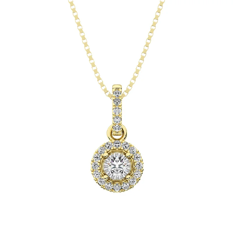 Women’s dainty gold necklace-10K Yellow Gold 1/10 Ct.Tw. Diamond Fashion Pendant