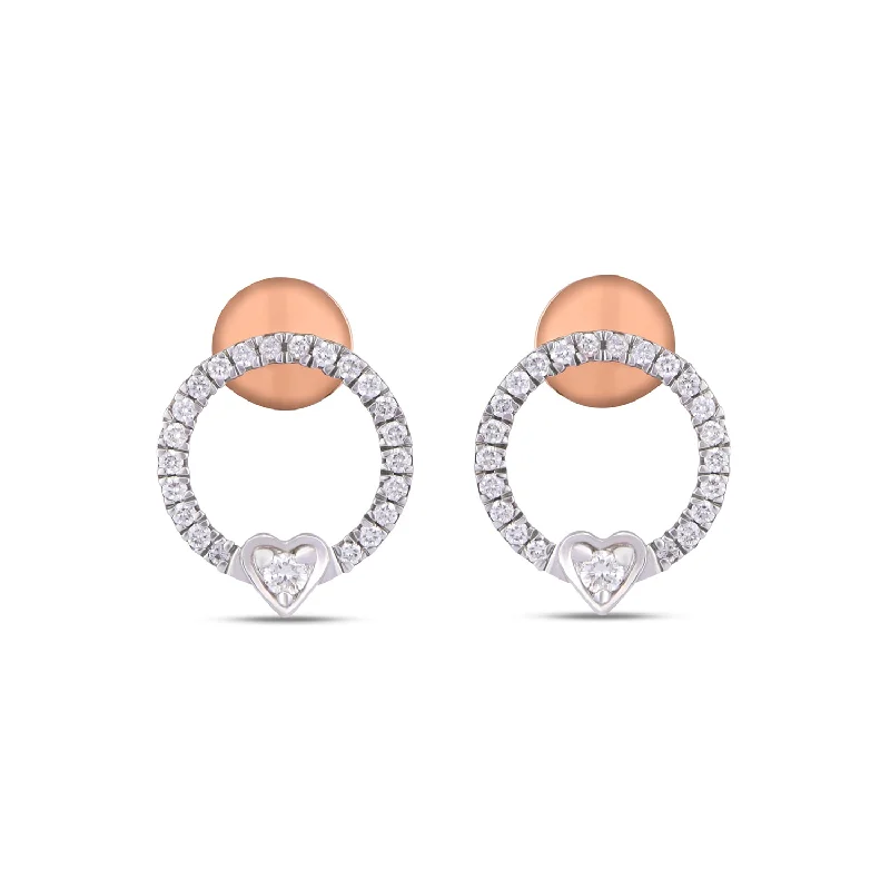 Women’s diamond drop earrings-Center Heart diamond Earrings