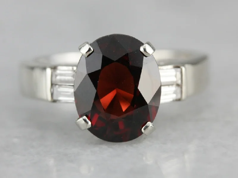 Women’s princess-cut diamond engagement ring-Garnet and Diamond Cocktail Ring