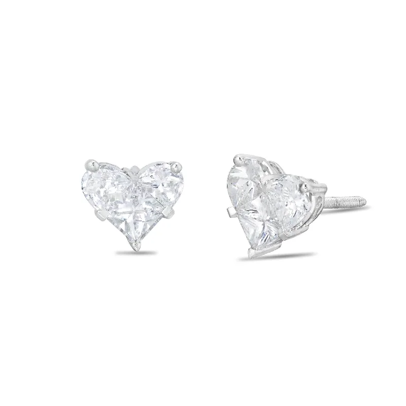 Women’s gold diamond engagement ring-14k White Gold Shyne Collection 0.96ct Diamond Heart Studs