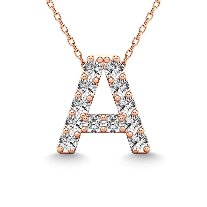 Women’s luxurious necklace-Diamond 1/8 Ct.Tw. Letter A Pendant in 14K Rose Gold"