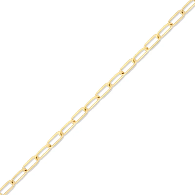 Women’s beaded necklace-2.0 mm Fine Paperclip Chain 14K Solid Gold Permanent Jewelry Link - By the Inch / PMJ0014