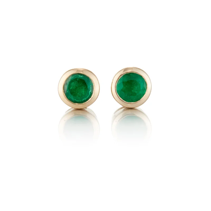 Women’s emerald earrings-Mini Dot Earrings in Emeralds