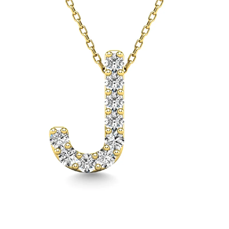 Women’s eco-friendly necklace-Diamond 1/10 Ct.Tw. Letter J Pendant in 14K Yellow Gold""