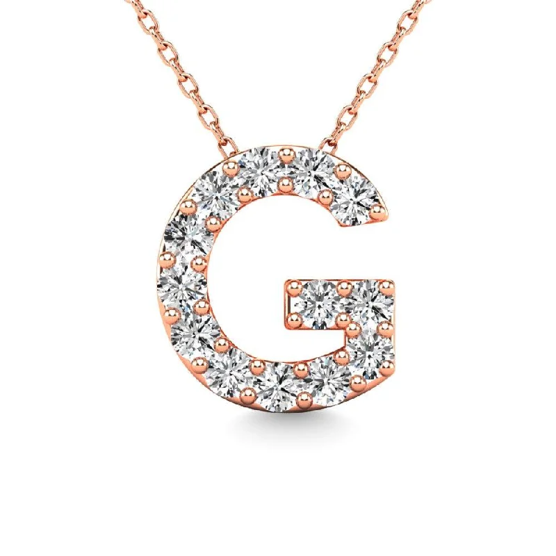 Women’s wedding necklace-Diamond 1/8 Ct.Tw. Letter G Pendant in 14K Rose Gold"