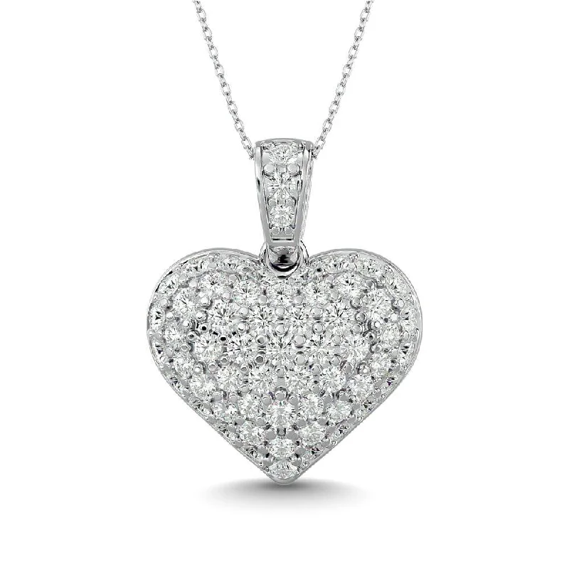 Women’s abstract necklace-Diamond 2 ct tw Heart Pendant in 10K White Gold