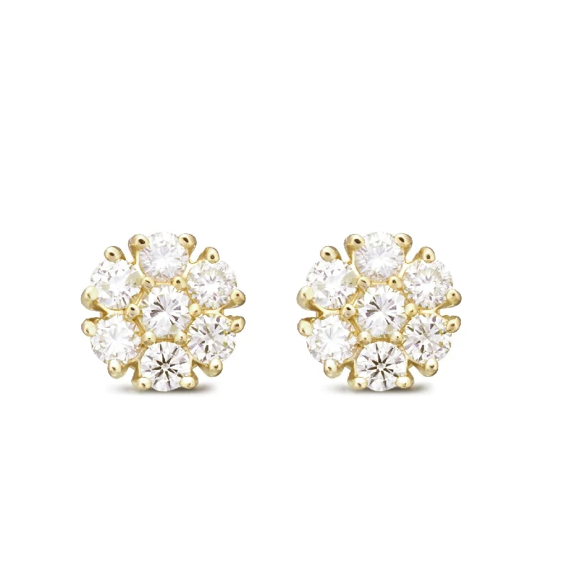 Women’s diamond engagement ring-14K Gold Shyne Collection 7pt Diamond Flower Studs