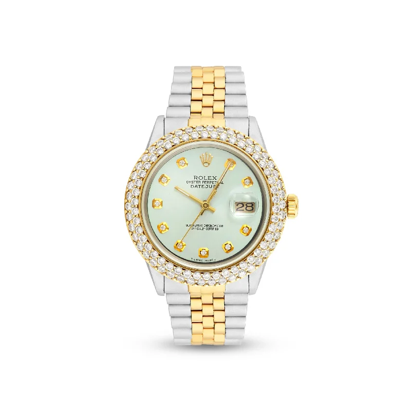 Women’s vintage-inspired diamond engagement ring-Gold Rolex Datejust 36mm 16233 for Men with Light Blue Dial & Diamond Bezel