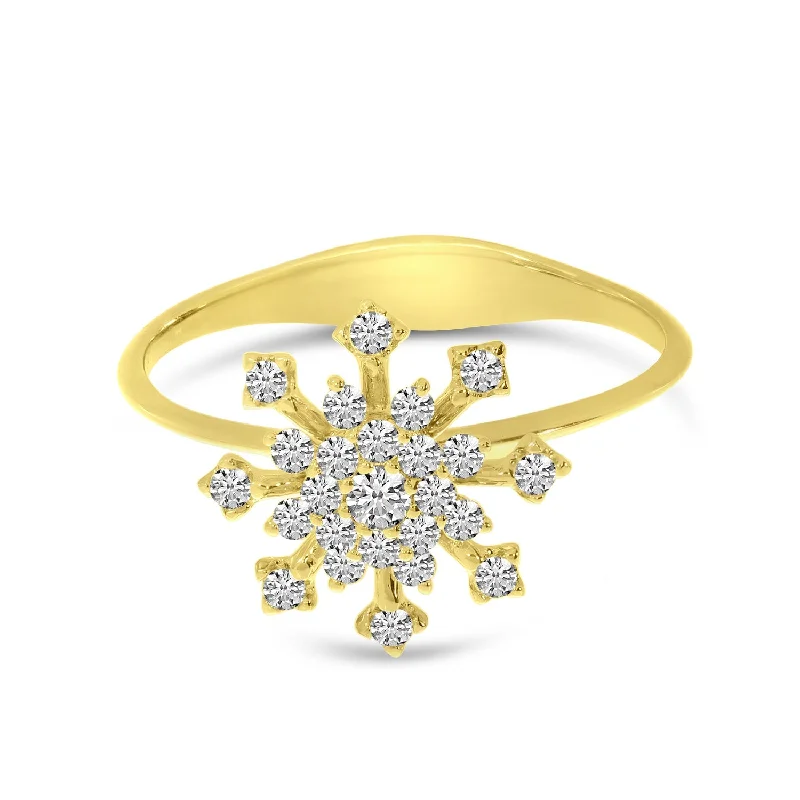 Women’s three-stone engagement ring-DIAMOND SNOWFLAKE RING RM10556