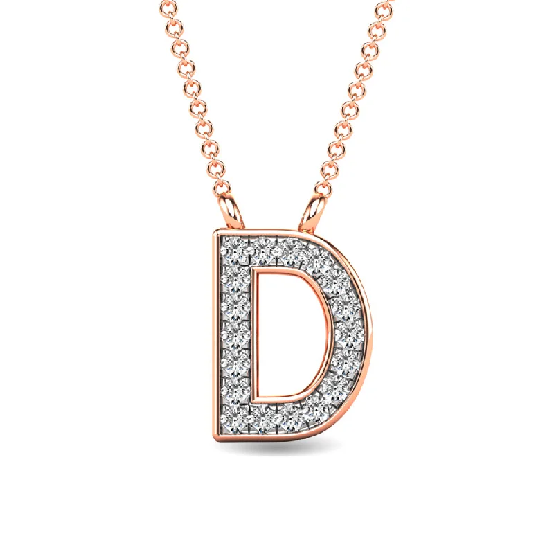 Women’s gold chain necklace-Diamond 1/20 Ct.Tw. Letter D Pendant in 10K Rose Gold""