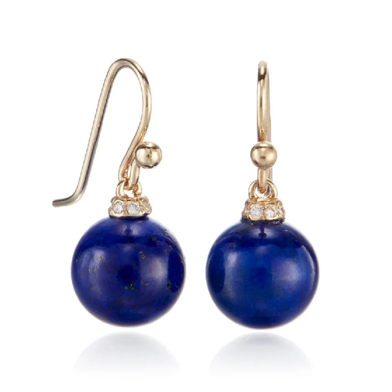 Women’s crystal earrings-Diamond-Cap Lapis Drop Earrings