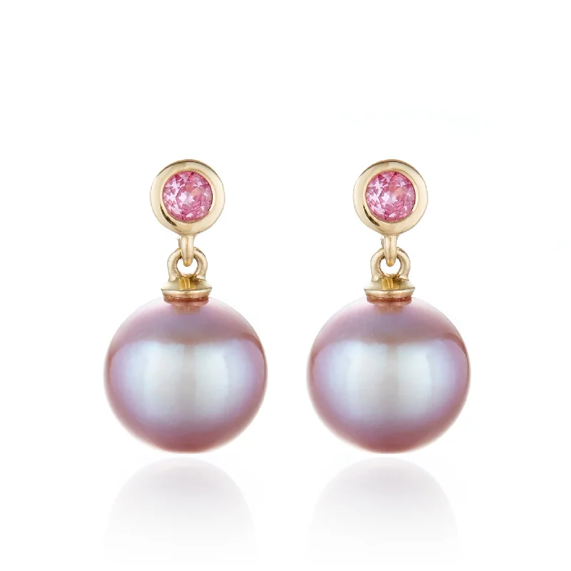 Women’s high-fashion earrings-Pink Sapphire & Pink Pearl Drop Earrings