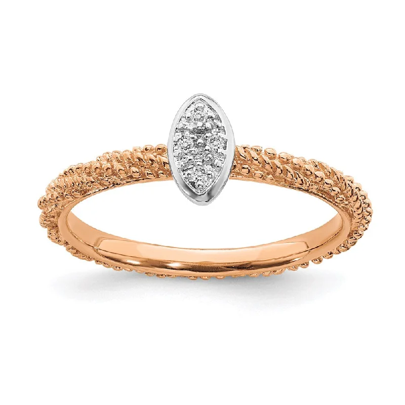 Women’s heirloom-style engagement ring-Sterling Silver Diamond Stackable Expressions Rose Gold Plated Ring | QSK1831