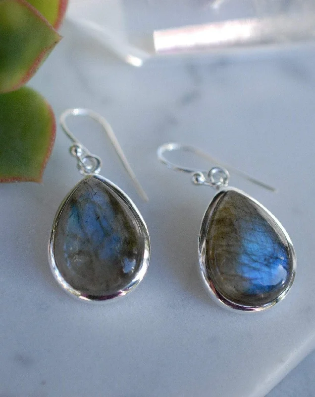 Women’s star earrings-Labradorite Earrings ~ Sterling Silver 925 ~ME001