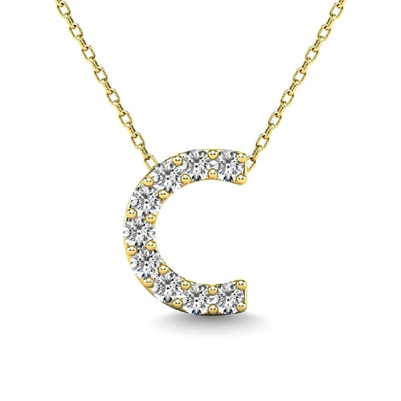 Women’s handcrafted necklace-Diamond 1/10 Ct.Tw. Letter C Pendant in 14K Yellow Gold"