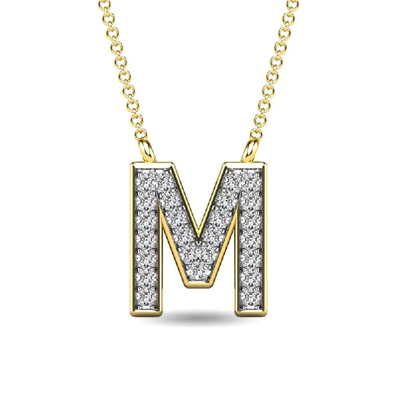 Women’s zodiac pendant necklace-Diamond 1/20 Ct.Tw. Letter M Pendant in 10K Yellow Gold""