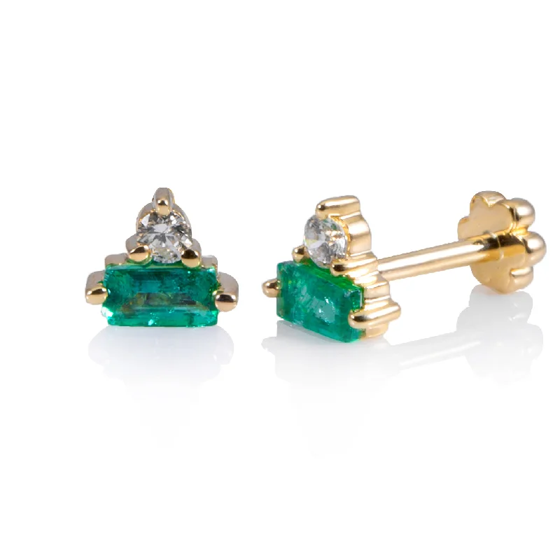 Women’s gemstone earrings-Emerald Screw Back Studs