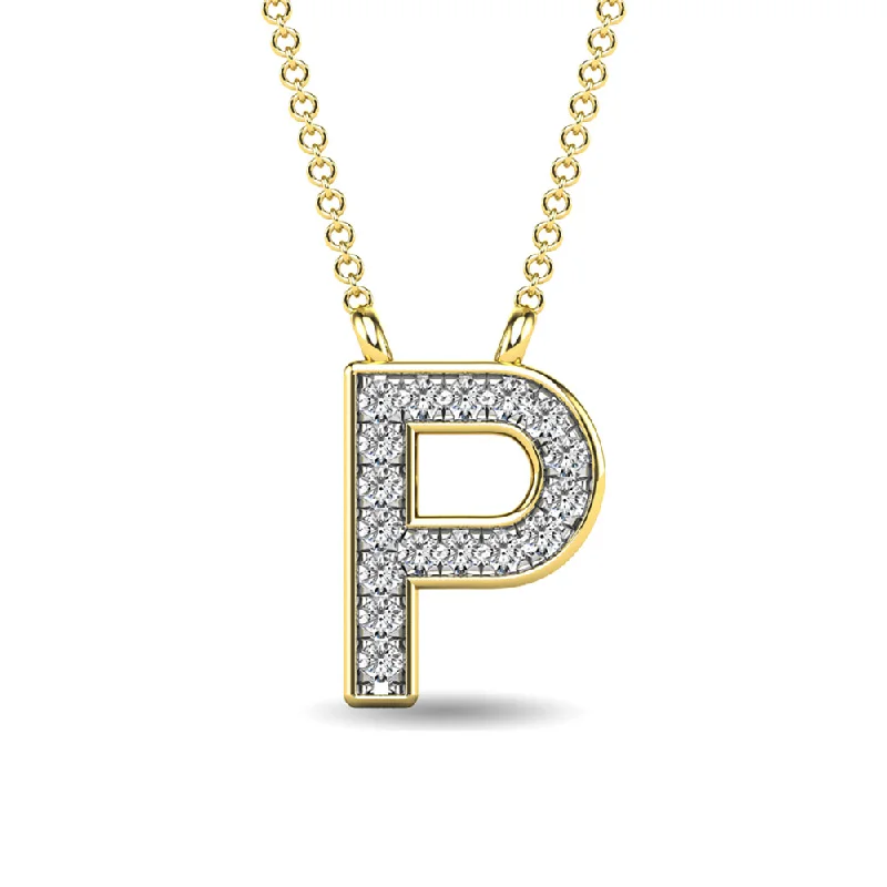 Women’s zodiac necklace-Diamond 1/20 Ct.Tw. Letter P Pendant in 10K Yellow Gold""