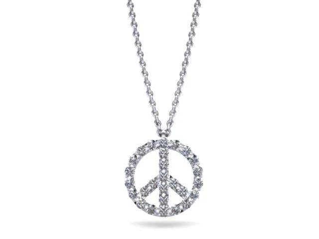 Women’s modern necklace-Peace To All Diamond Pendant