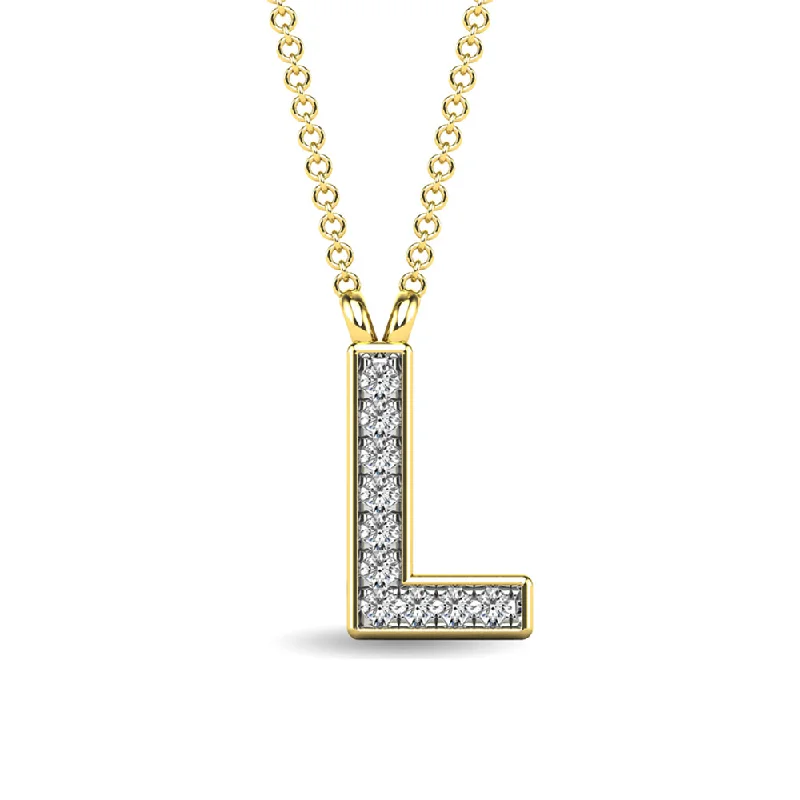 Women’s gold pendant necklace-Diamond 1/20 Ct.Tw. Letter L Pendant in 10K Yellow Gold""