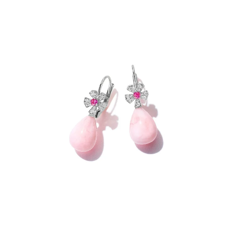 Women’s vintage earrings-Wonderland Teardrop Pink Opal Earrings