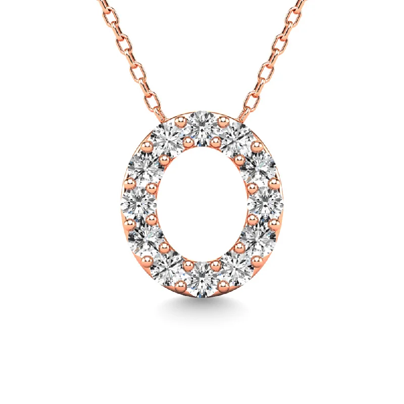 Women’s casual necklace-Diamond 1/8 Ct.Tw. Letter O Pendant in 14K Rose Gold""