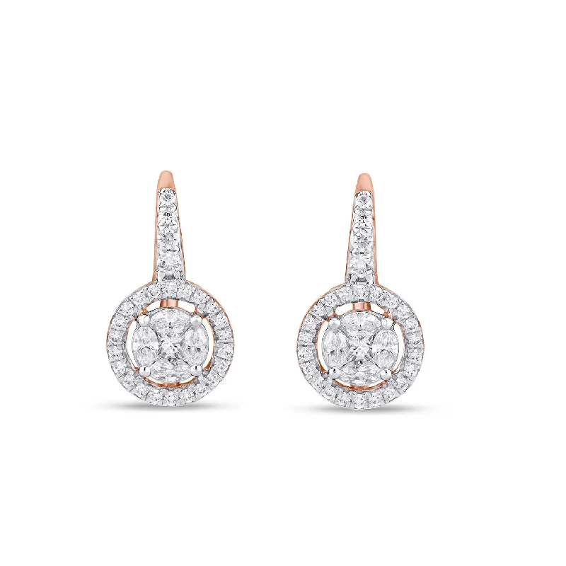 Women’s dangling earrings-Pricness Marquee Composite setting diamond Huggies