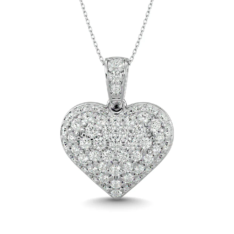 Women’s sapphire pendant necklace-Diamond 2 ct tw Heart Pendant in 10K White Gold