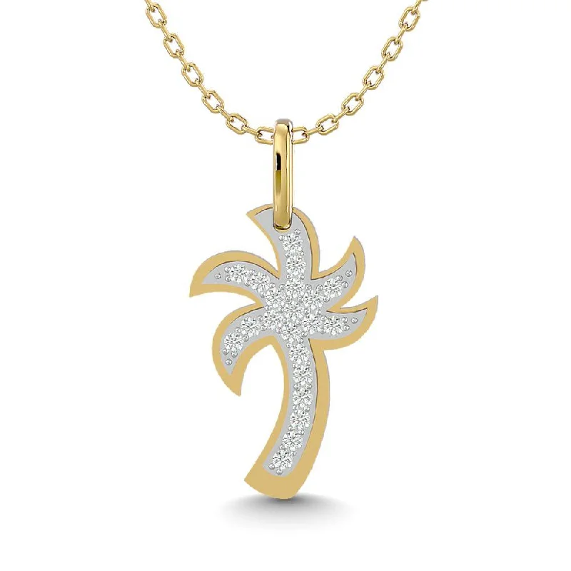 Women’s infinity necklace-Diamond 1/10 Ct.Tw. Palm Tree Pendant in 14K Yellow Gold