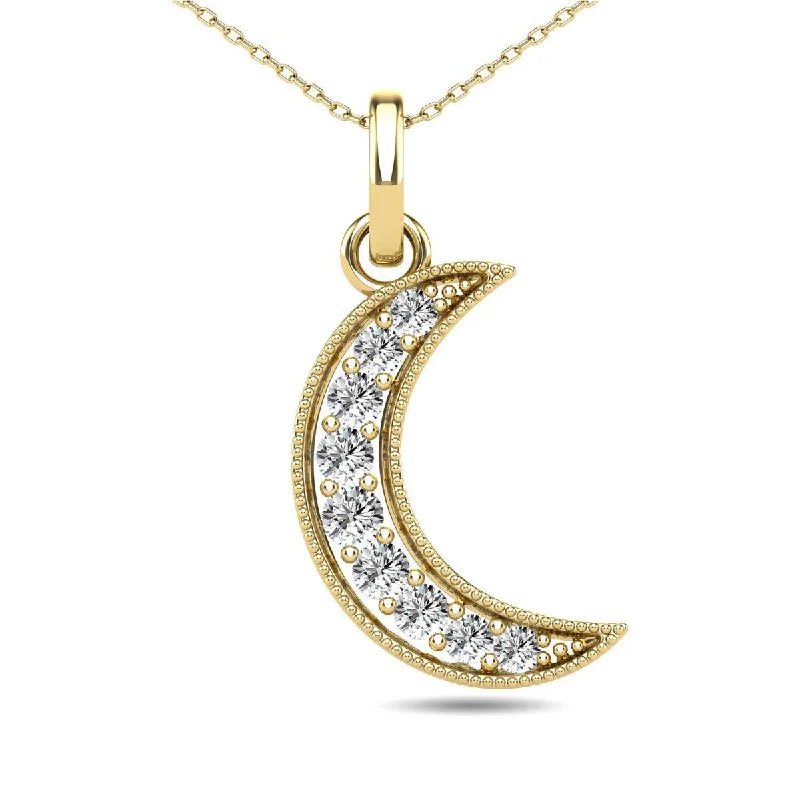 Women’s statement necklace-Diamond 1/10 Ct.Tw. Crescent Moon Pendant in 10K Yellow Gold