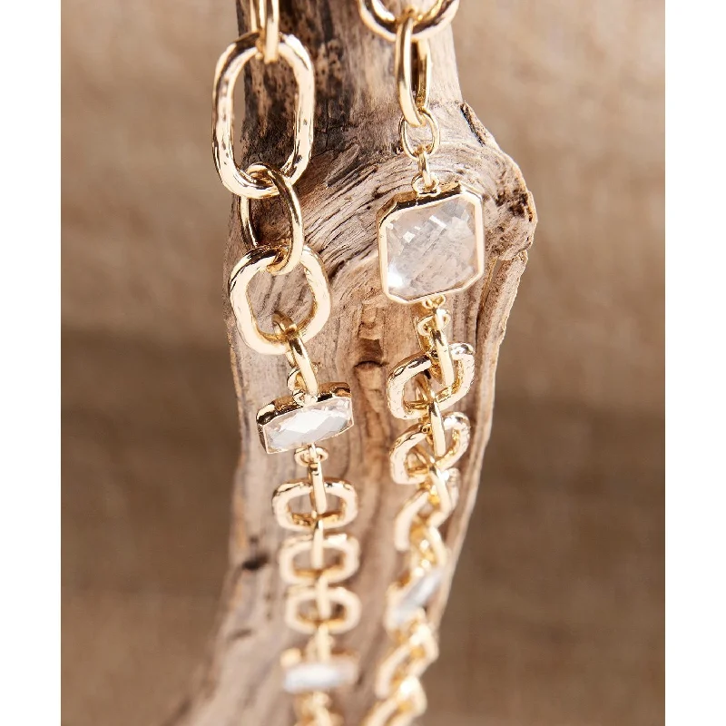 Women’s luxury necklace-Charlie Paige Chain Links with Crystal - Gold