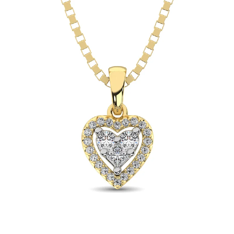 Women’s sapphire pendant necklace-10K Yellow Gold 1/6 Ct.Tw. Diamond Heart Pendant