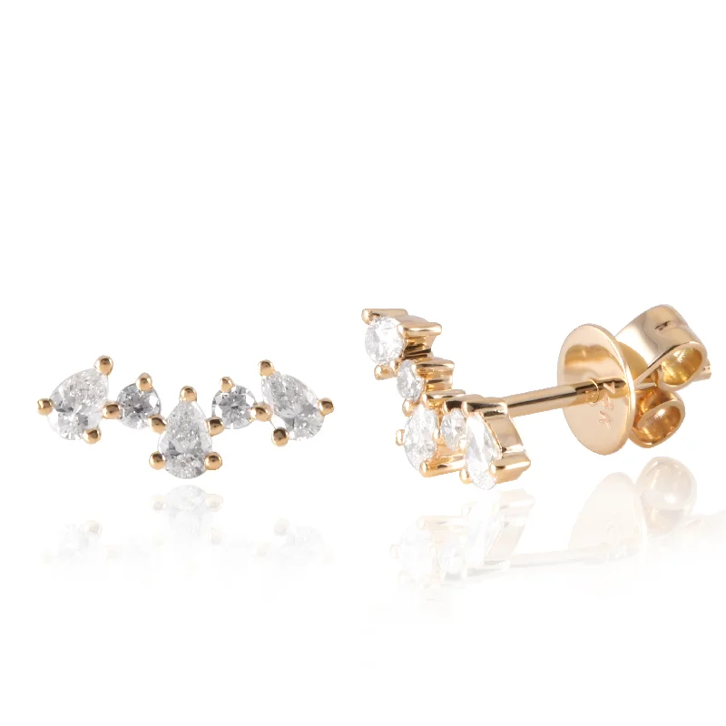 Women’s pearl hoop earrings-Pear Diamond Studs