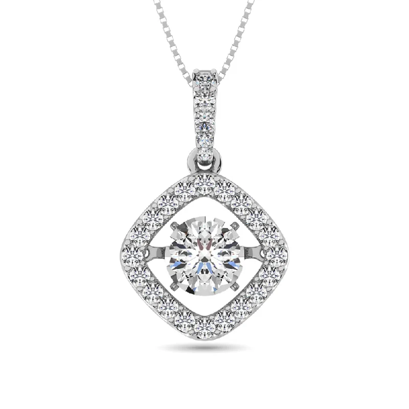 Women’s engraved necklace-Diamond Shimmering Pendant 1 3/8 ct tw in 14K White Gold