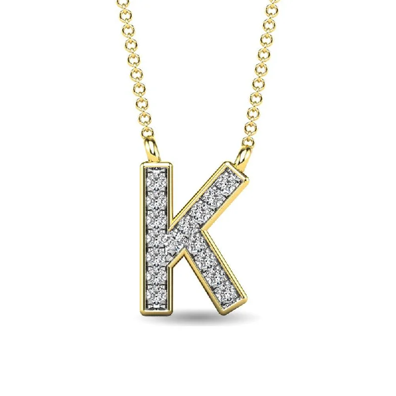 Women’s crystal necklace-Diamond 1/20 Ct.Tw. Letter K Pendant in 10K Yellow Gold