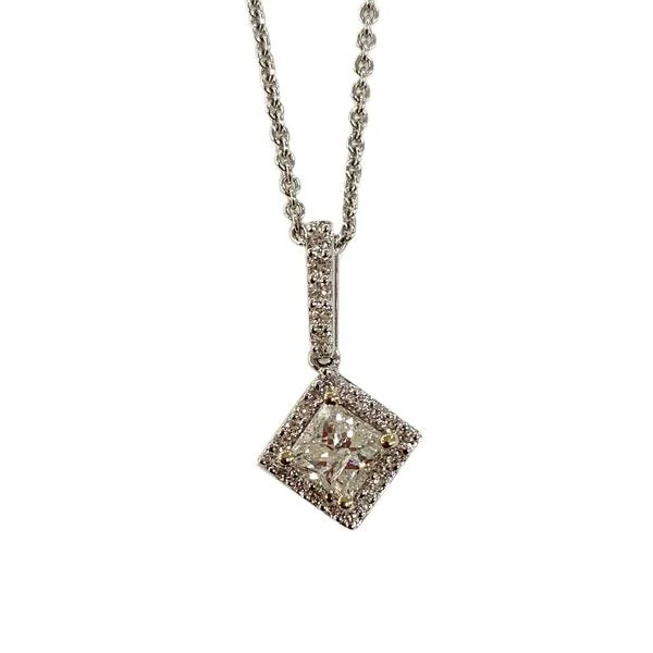 Women’s layered necklace-18k White Gold Diamond Pendant