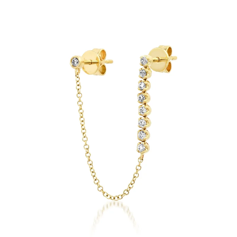 Women’s charm earrings-Chain Stud