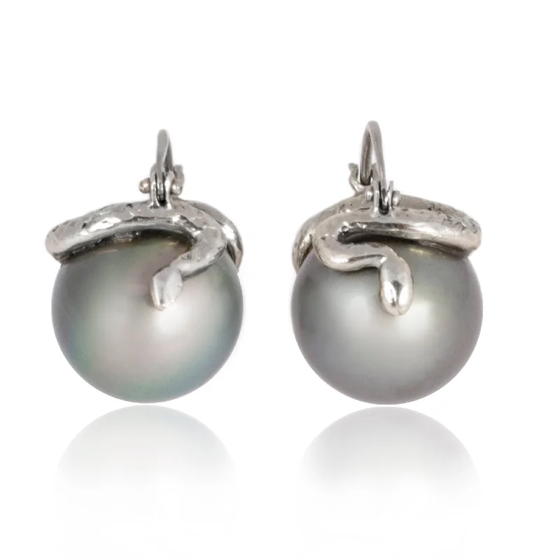 Women’s colorful earrings-Snake Pearl Earrings