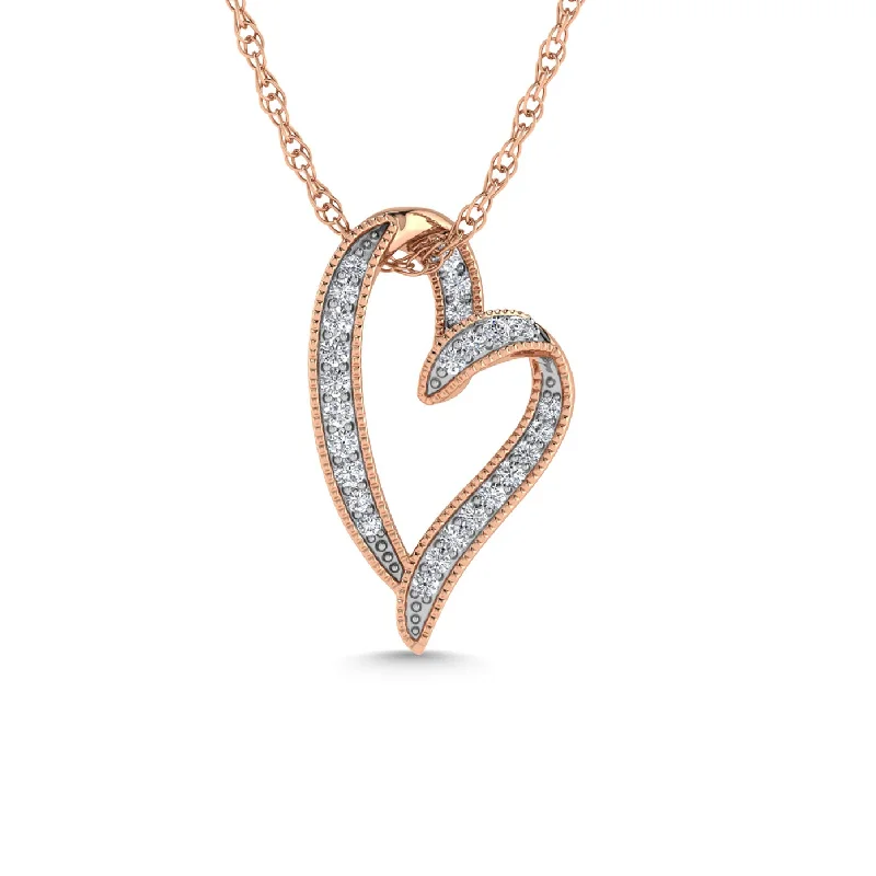 Women’s pearl drop necklace-Diamond 1/6 Ct.Tw. Heart Pendant in 10K Rose Gold