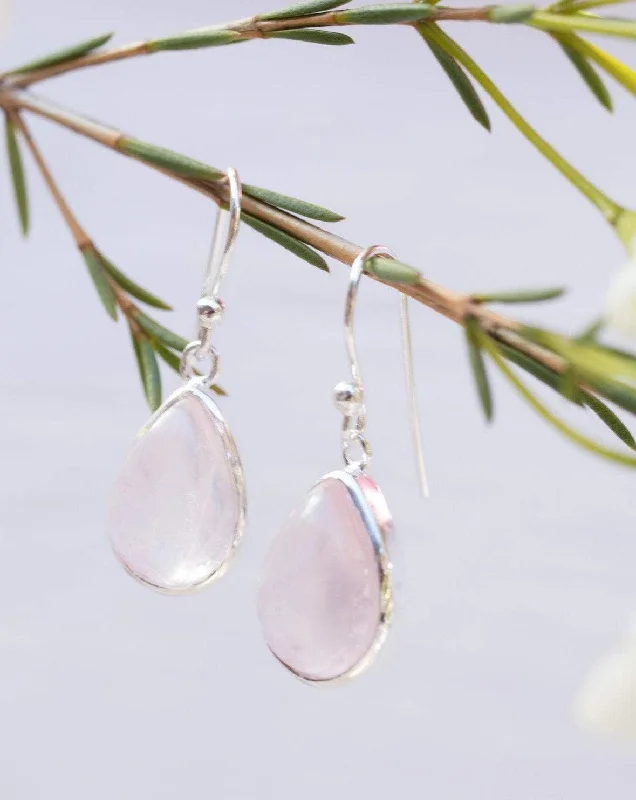 Women’s long earrings-Rose Quartz Earrings ~ Sterling Silver 925  ~ ME138