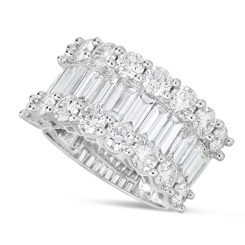 Women’s sapphire engagement ring-18K White Gold 4.31ct Baguette Diamond Half Eternity Ring