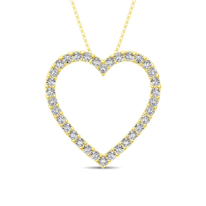 Women’s chic necklace-10K Yellow Gold Diamond 1/2 Ct.Tw. Heart Pendant