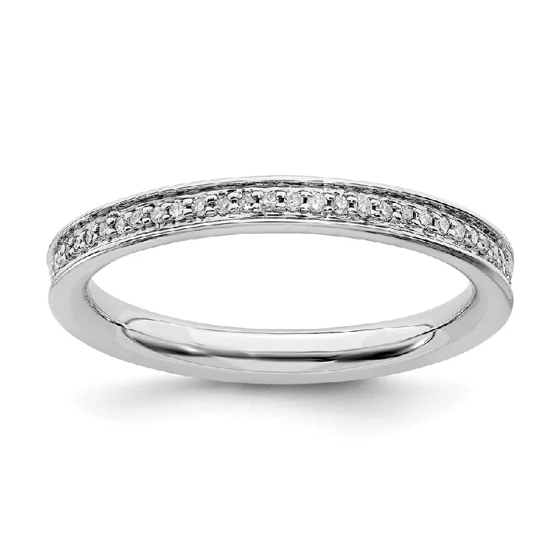 Women’s luxury diamond engagement ring-Sterling Silver Stackable Expressions & Diamonds Polished Ring | QSK495