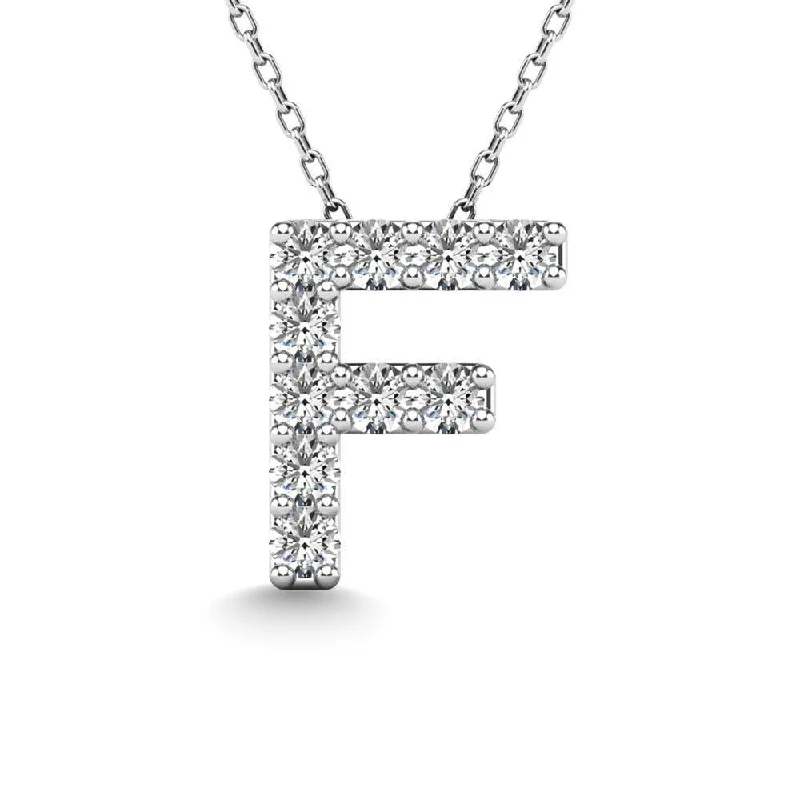 Women’s artistic necklace-Diamond 1/10 Ct.Tw. Letter F Pendant in 14K White Gold"