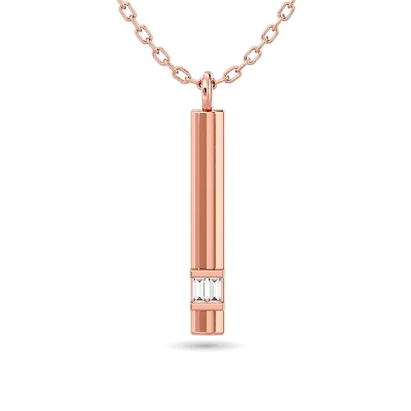 Women’s handcrafted necklace-Diamond Bar Pendant 1/50 ct tw in 10K Rose Gold