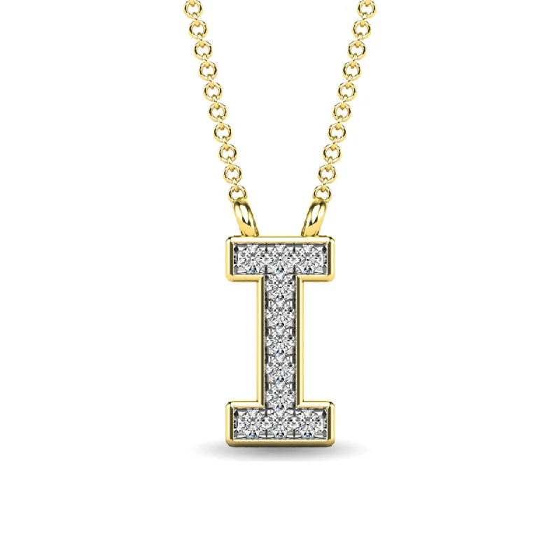 Women’s birthstone pendant necklace-Diamond 1/20 Ct.Tw. Letter I Pendant in 10K Yellow Gold""